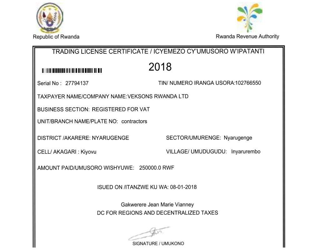 Trading Licence image
