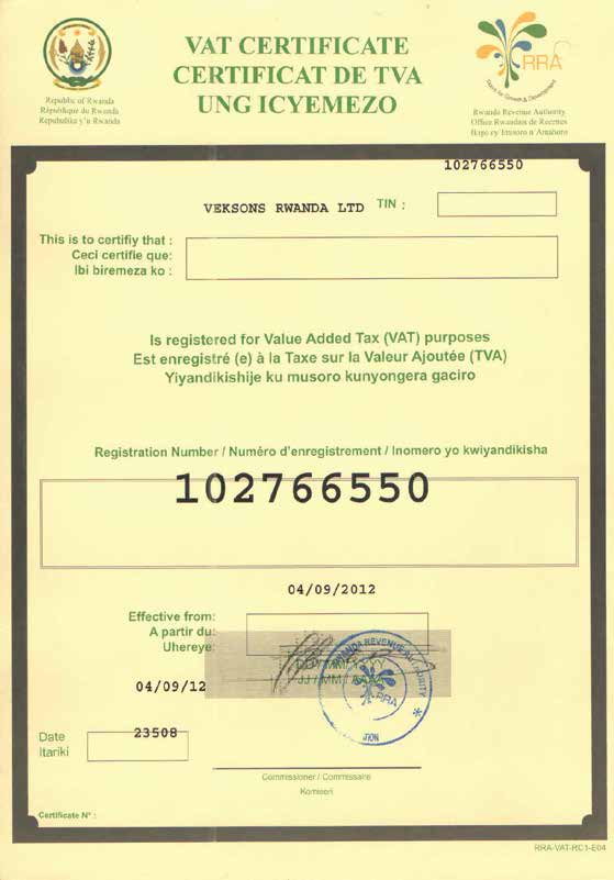 VAT Registration Certificate image